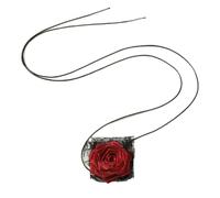 Cravate à cheveux vintage en dentelle rose avec détails en dentelle noire, corde à cheveux florale rouge, accessoire de cheveux de style gothique