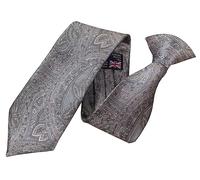 Cravate à clipser pour homme 100 % soie vintage Motif cachemire Rose/gris, Rose, Gris, Clip on Tie: 20 inch