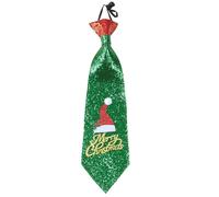 Widmann 04165 Cravate Merry Christmas avec paillettes, 1 pièce, taille unique, multicolore avec élastique pour le cou, accessoire de Noël, carnaval, fête à thème, soirée