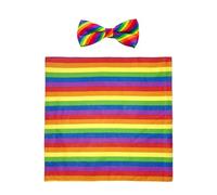 Cravate avec mouchoir, nœud papillon rayé coloré, nœud papillon espagnol pour femme, arc en ciel, accessoire pour costumes, danse de fin d'année, carnaval et fêtes