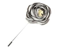 Cravate Avenue Signature - Boutonnière - Pivoines - Gris - Homme