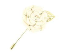 Cravate Avenue Signature - Boutonnière - rose et feuille dorée - Beige - Homme