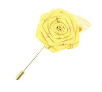 Cravate Avenue Signature - Boutonnière - rose et feuille dorée - Jaune - Homme