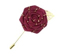 Cravate Avenue Signature - Boutonnière - rose et feuille dorée - Rouge Bordeaux - Homme