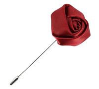 Cravate Avenue Signature. Boutonnière. Rose Satin, Acier rhodié. Rouge Bordeaux - Uni -