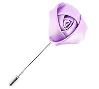 Cravate Avenue Signature. Boutonnière. Rose Satin, Acier rhodié. Violet Parme - Uni -