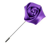 Cravate Avenue Signature. Boutonnière. Rose Satin, Acier rhodié. Violet - Uni -
