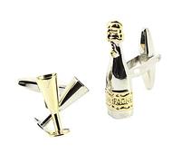 Cravate Avenue Signature. Boutons de manchette. flute de champagne, Acier rhodié. Jaune doré - Fantaisie -