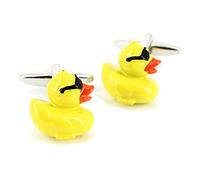 Cravate Avenue Signature. Boutons de manchette. Petit canard, Acier rhodié. Jaune - Fantaisie -