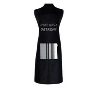 Cravate Avenue Signature Emmanuel Création Bordeaux. Tablier De Cuisine. C'est Qui Le Patron - Noir Charbon, Fantaisie - Confectionné En Aquitaine. FABRIQUE EN FRANCE