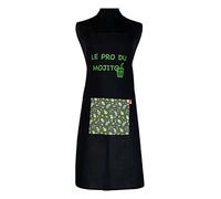 Cravate Avenue Signature Emmanuel Création Bordeaux. Tablier De Cuisine. Le Pro Du Mojito - Noir Charbon, Fantaisie - Confectionné En Aquitaine. FABRIQUE EN FRANCE