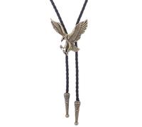 Cravate Bolo avec boucle aigle en relief - Cravate de cowboy occidentale, Bronze 14, S-L