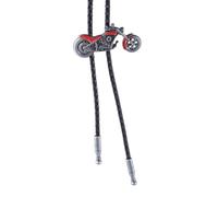 Cravate Bolo Cowboy avec pendentif moto élégante Bolo Cravate pour homme et femme, Argenté/rouge, taille unique