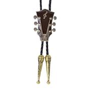 Cravate Bolo en forme de tête de guitare style western, Café vert ancien, S-L