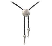 Cravate Bolo en métal pour homme, style western avec pendentif tête indienne, style cowboy, bijou tendance, Argent vieilli, taille unique