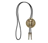 Cravate Bolo pour homme en cuir synthétique avec pendentif aigle russe, bronze, taille unique