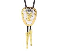 Cravate Bolo Pour Homme Western Cowboy Cuir Cravate String - Aigle Animal En Relief Doré De Luxe Accessoires De Costume De Halloween De Collier, Cadeau De Bijoux De Nouveauté Pendentif Punk De Pers