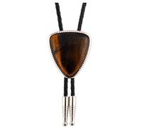 Cravate Bolo Pour Hommes - Western Vintage Géométrie En Pierre D'Oeil De Tigre Naturel Pendentif Chemise Chaîne Cuirs Corde Cravate, Bijoux Fantaisie De Mode Accessoire De Mar