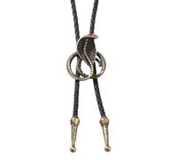 Cravate Bolo unisexe faite à la main en cuir synthétique tressé avec pendentif serpent cobras en métal vintage, Comme indiqué., taille unique