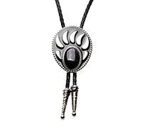 Cravate Bolo Western Pour Hommes Et Femmes Agate Ethnique Patte D'Ours Ajourée - Cravate Hip Hop Rétro En Cuir Américain Bola Tie String, Cadeau D'Accessoires De Cow-Boy De Bijoux De Nouveauté De