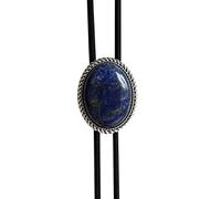 Cravate Bolo Western Pour Hommes Lapis Lazuli Bleu Ovale Romantique Vintage - Cravate Hip Hop Rétro En Cuir Américain Bola Tie String, Cadeau D'Accessoires De Cow-Boy De Bijoux De Nouveauté De Mod
