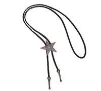 Cravate Bolotie Western avec cordon en cuir et pendentif étoile turquoise en métal réglable pour unisexe accessoire de mode occidentale, Noir , taille unique