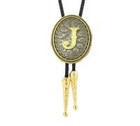 Cravate britannique en forme de lettre de carnaval avec pendentif pour chemise, pull, cadeau d'anniversaire pour adulte, cravate bolo pour homme occidental, Lettre J., taille unique