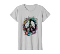 Cravate de Costume Hippie avec Symbole de la Paix des années 60 et 70 T-Shirt, Femme, Argent, S
