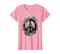 Cravate de Costume Hippie avec Symbole de la Paix des années 60 et 70 T-Shirt, Femme, Rose, M