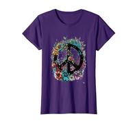 Cravate de Costume Hippie avec Symbole de la Paix des années 60 et 70 T-Shirt, Femme, Violet, XL