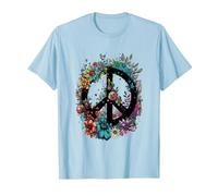 Cravate de Costume Hippie avec Symbole de la Paix des années 60 et 70 T-Shirt, Homme, Bleu Céleste, L
