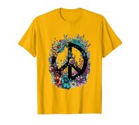 Cravate de Costume Hippie avec Symbole de la Paix des années 60 et 70 T-Shirt, Homme, Doré Vif, XXL