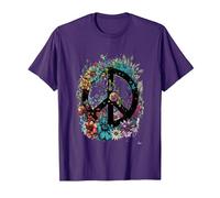 Cravate de Costume Hippie avec Symbole de la Paix des années 60 et 70 T-Shirt, Homme, Violet, XL