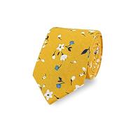 Cravate de mariage florale pour homme en 100 % coton doux | Plus de 20 styles, jaune moutarde, 145cm