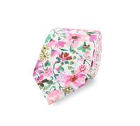 Cravate de mariage florale pour homme en 100 % coton doux | Plus de 20 styles, rose/blanc, 6 centimeters