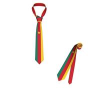 Cravate De Mariage Originale Drapeau Du Cameroun Cravates Fantaisie Noel Multicolores Cravates Des Étroite Hommes Coupe Slim Cravate De Fete Homme Pour Business, Chemise, Avec Un Costume, 143Cm