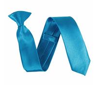 Cravate de sécurité fine à clipser en satin uni 5,1 cm, bleu eau, taille unique
