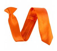 Cravate de sécurité fine à clipser en satin uni 5,1 cm, Orange, taille unique