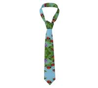 Cravate en soie pour homme, cravate d'affaires anti-décoloration avec barre antidérapante, largeur étroite et classique (1,4 à 3,1 pouces), motif coccinelle et feuilles vertes, accessoire de mode po