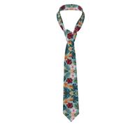 Cravate en soie pour homme, cravate d'affaires résistante à la décoloration avec barre antidérapante, largeur étroite et classique (1,4 à 3,1 pouces), motif feuilles tropicales, accessoire de mode p