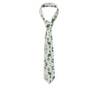 Cravate en soie pour homme, cravate d'affaires résistante à la décoloration avec barre antidérapante, largeur étroite et classique (1,4 à 3,1 pouces), motif feuilles d'eucalyptus, accessoire de mode