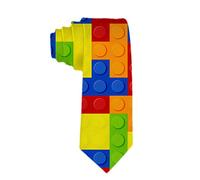 Cravate fine faite à la main pour homme : Cravate fine tissée pour homme avec blocs de construction colorés