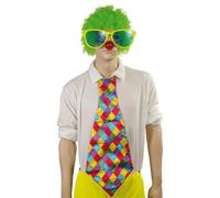 Cravate géante de clown - PTIT CLOWN - carreaux multicolores - 60 x 25 cm - rouge - multicolore