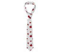 Cravate Homme Mariage, Ladybug rouge sur fond blanc, Microfibre Cravate Homme, Extra Long Cravates en soie pour d'affaires, Décontracté, Fête