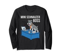 Cravate Humoristique de Bureau avec Mini Schnauzer Boss Dog Dad Manche Longue