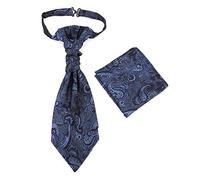 Cravate lavallière bleu-nuit déjà nouée et pochette costume assortie, finitions main