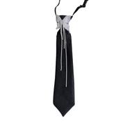Cravate noire uniforme avec strass et glands Japon Seifuku Cosplay Cravate pré-nouée écolière Costume Cravate de bureau professionnel, blanc, taille unique