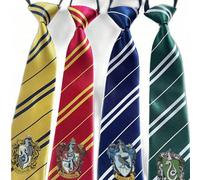 Cravate officielle et autorisée Harry Potter, Poudlard, Gryffondor, Serpentard, Serdaigle, Poufsouffle, insigne noué à la main, cravate tricotée rayée, produits dérivés du film, tenue de style collège