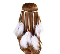 Cravate Pince adapté pour femmes, coiffure Boho Hippie, couvre-chef de Style américain, cheveux de fête de Festival Plaid Fourrure Soldes (White, One Size)