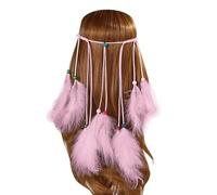 Cravate Pince adapté pour femmes, coiffure Boho Hippie, couvre-chef de Style américain, cheveux de fête de Festival Plaid Fourrure Soldes (Pink, One Size)
